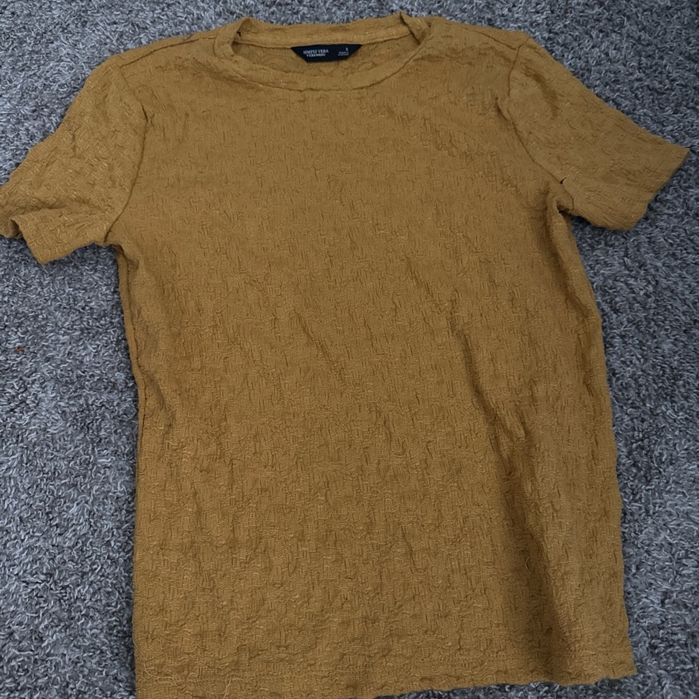 Simply Vera Vera Wang Mustard Textured Short Sleeve Tee